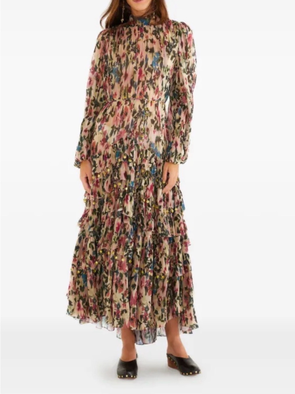 Farm Rio: Pink Blurred Tiny Flower Maxi Dress